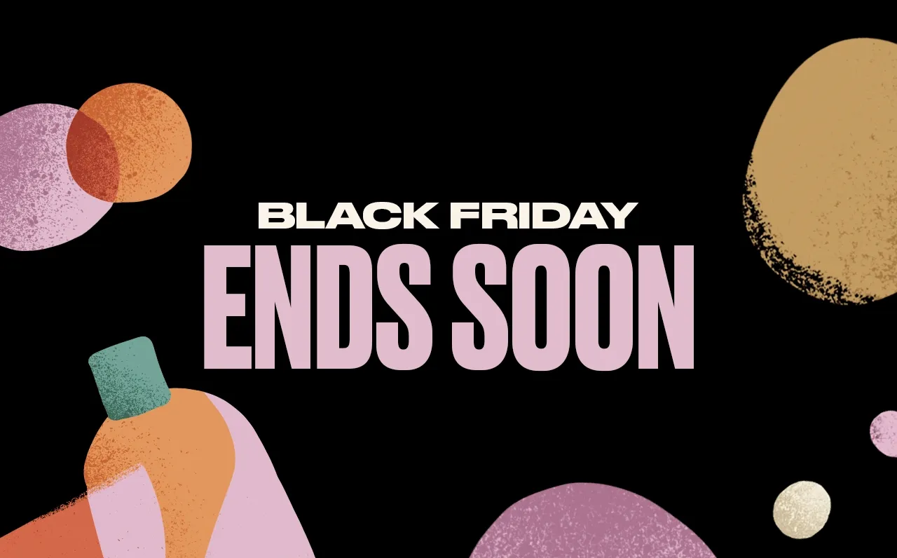an image of a black friday sale banner with hearts and confetti