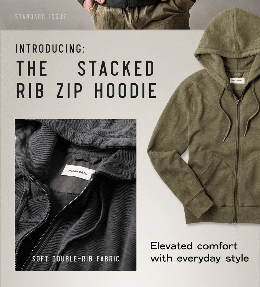 Stacked Rib Zip Hoodie