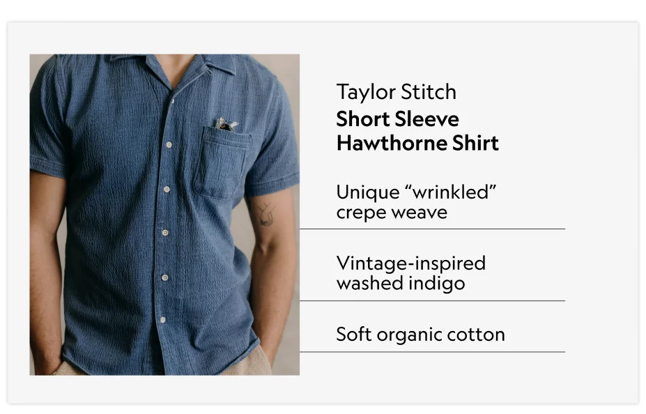 The Short Sleeve Hawthorne in Washed Indigo Crepe