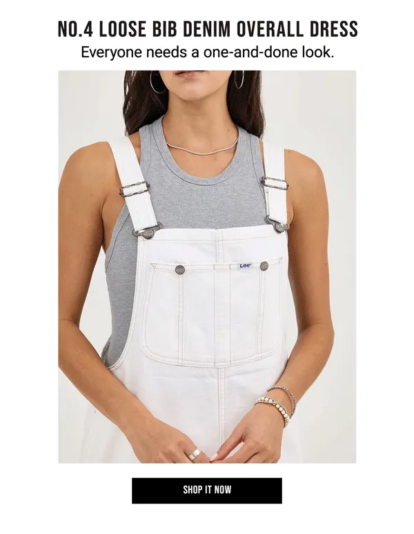No.4 Loose Bib Denim Overall Dress. Everyone needs a one-and-done look.