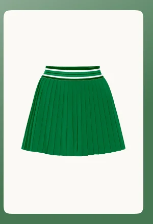 If You Pleats Tipped Elastic Mini Skirt in Home Court Green