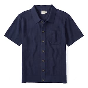 Textured Button-Up Sweater Polo