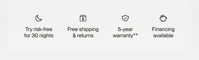 Try risk-free for 30 nights | Free shipping & returns | 5-year warranty