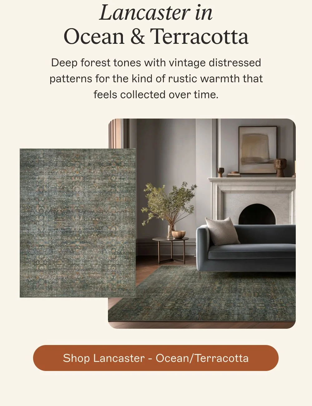 Lancaster in
Ocean & Terracotta Deep forest tones with vintage distressed patterns for the kind o...