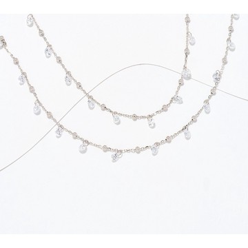 Diamonique Layered By The Yard Necklace, Sterling Silver