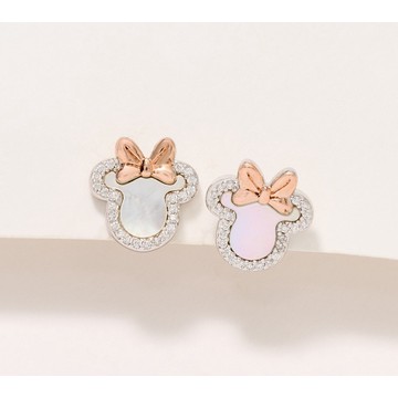 Diamonique's Disney Minnie Mother of Pearl Earrings, SS