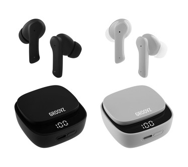 Groovz Set of 2 True Wireless Earbuds with Charging Cases and Gift Boxes