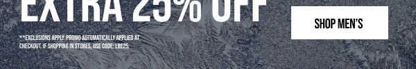 Extra 25% off Shop men's