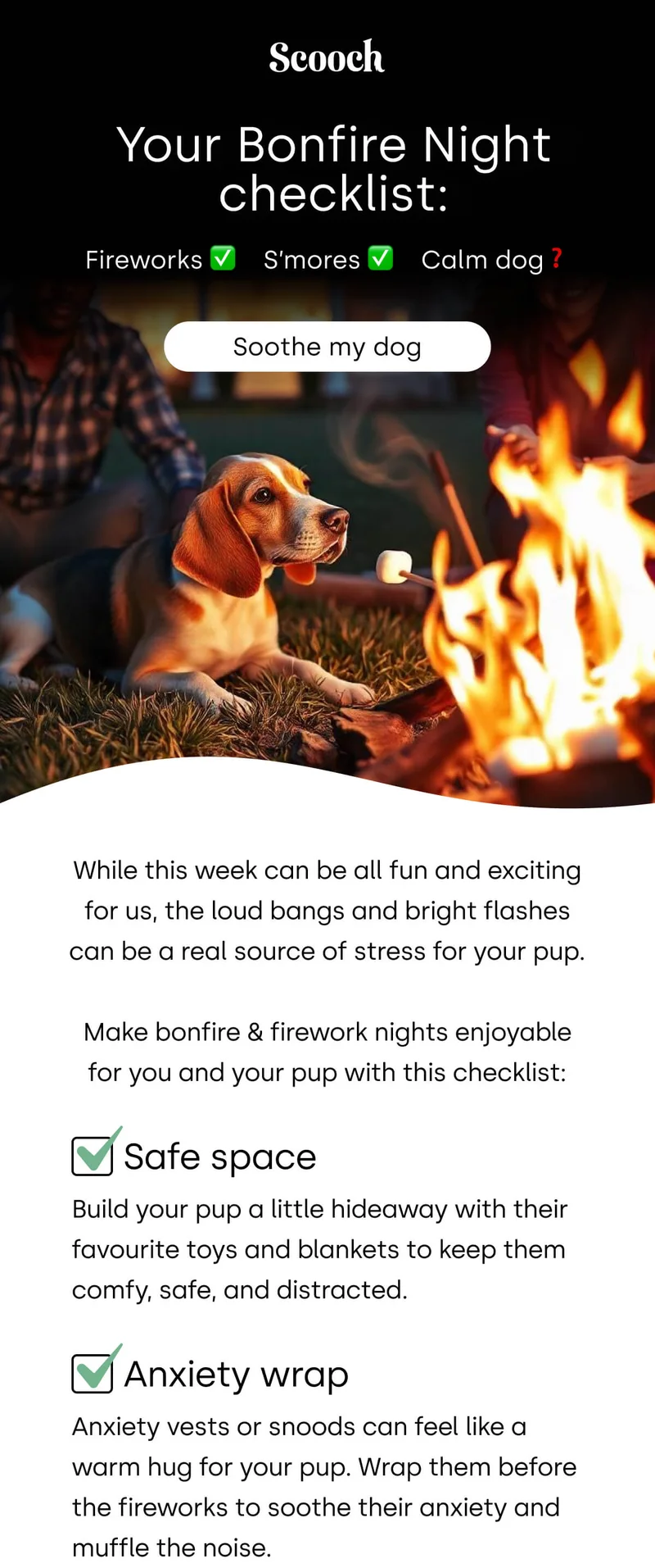 Your Bonfire Night checklist… - Soothe my dog