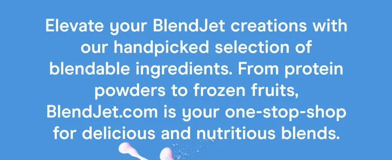 Elevate your BlendJet creations with our handpicked selection of blendable ingredients. From protein powders to frozen fruits, BlendJet.com is your one-stop-shop for delicious and nutritious blends.