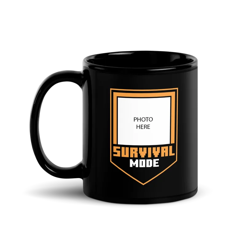 Image of Minecraft Personalized Photo Black Mug Survival Mode