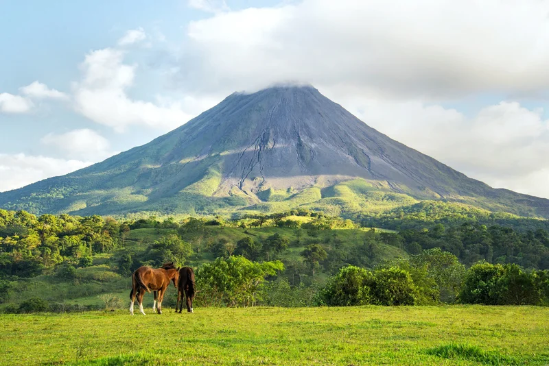 Arenal volcano landscape in a sunny day