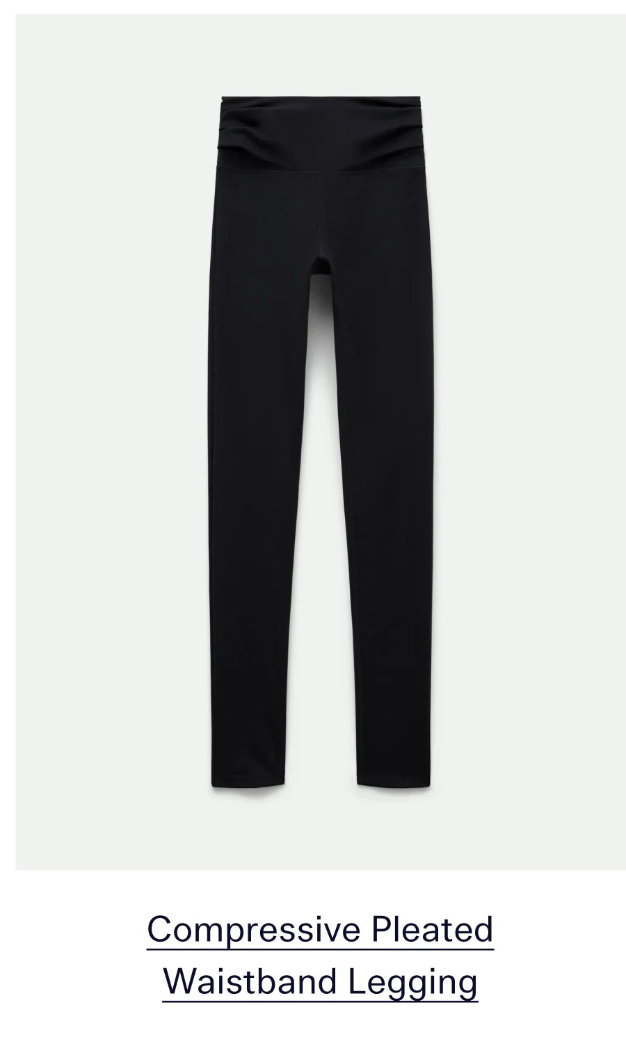 Black Compressive Pleated Waistband Legging