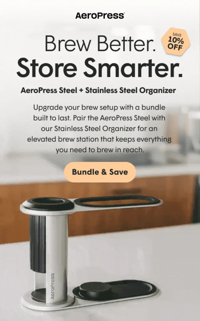 Brew Better. Store Smarter. AeroPress Steel Coffee Station Bundle