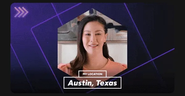 A woman smiling at the camera while various Airtime video overlays are displayed around her.