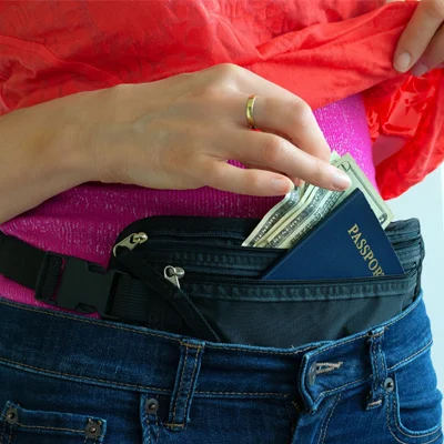 A woman with a money belt