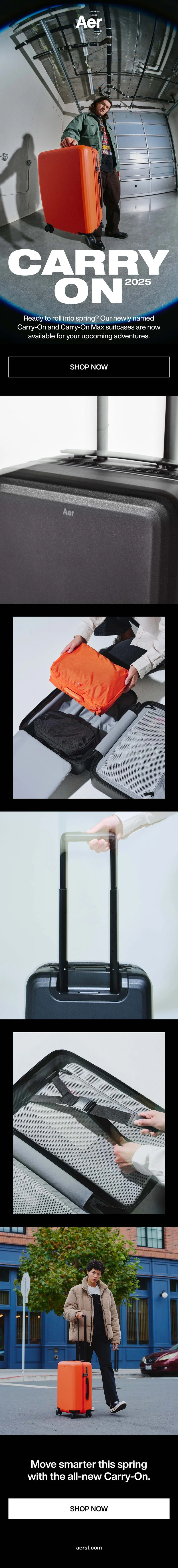 Features images of the award-winning Aer Carry-On