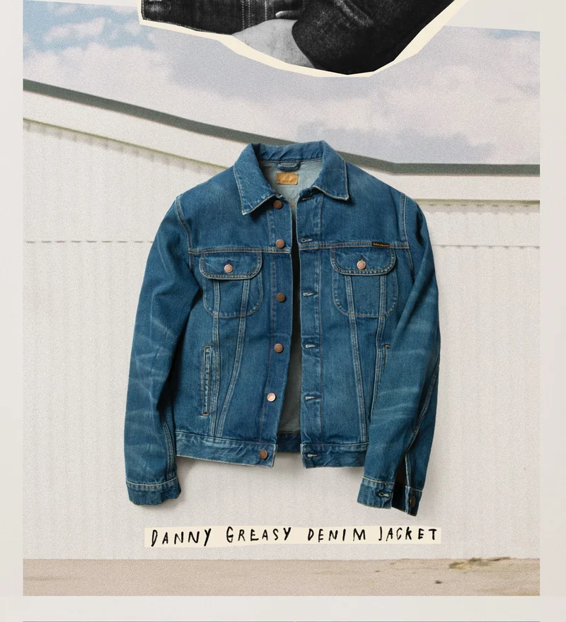 Danny Greasy Denim Jacket Mid Blue