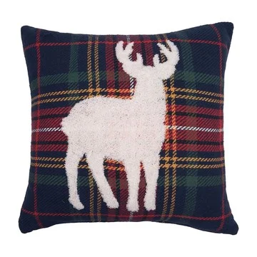 18" x 18" Blue Lennox Deer Throw Pillow by Valerie
