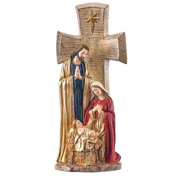 13.5" Cross With Holy Family by Valerie