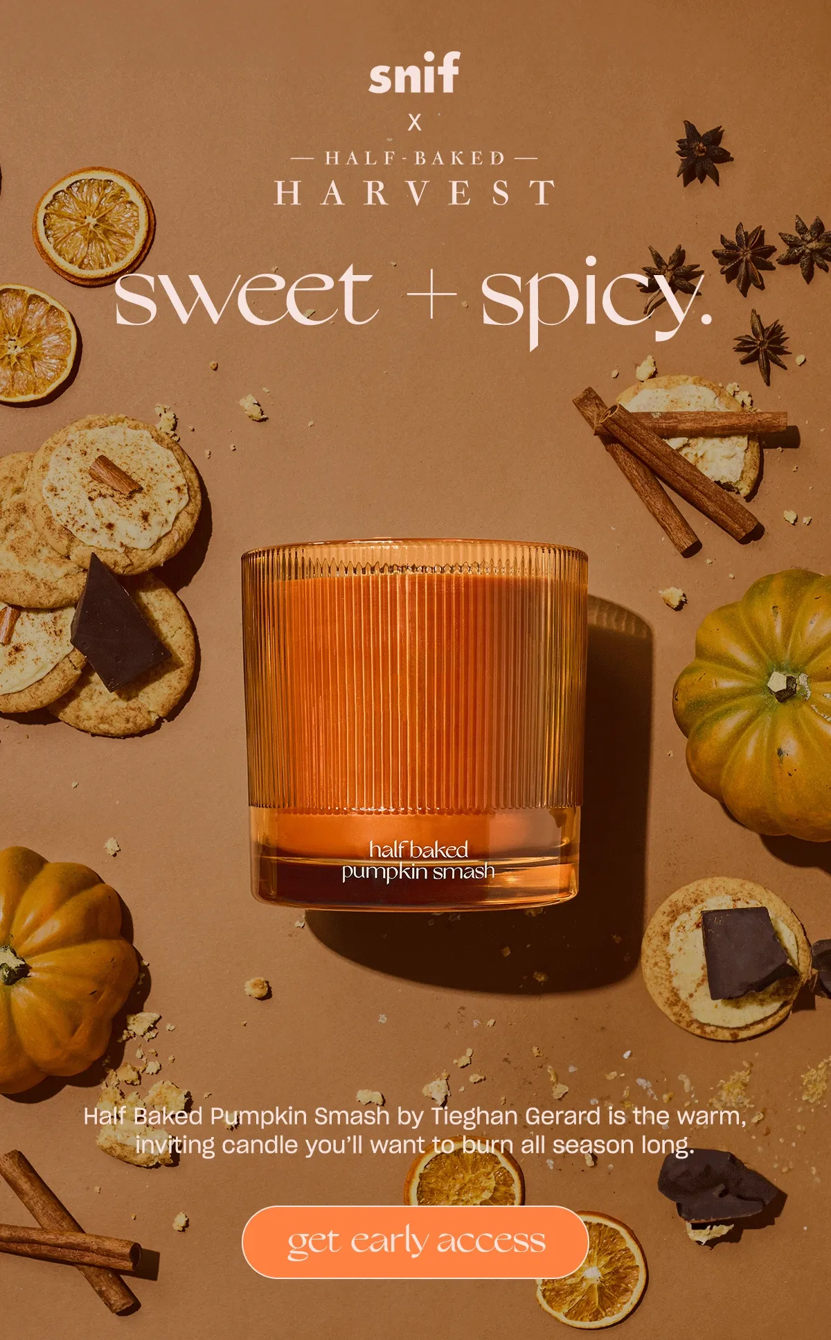 Half Baked Pumpkin Smash by Tieghan Gerard is the warm, inviting candle you’ll want to burn all season long. [get early access]