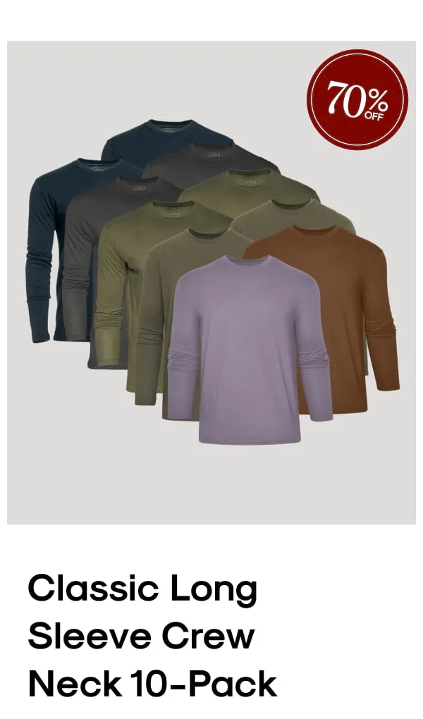 Classic Long Sleeve Crew Neck 10‑Pack