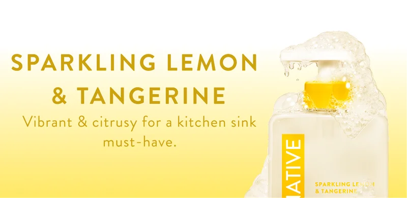 Sparkling Lemon and Tangerine. Vibrant and citrusy for a kitchen sink must have.