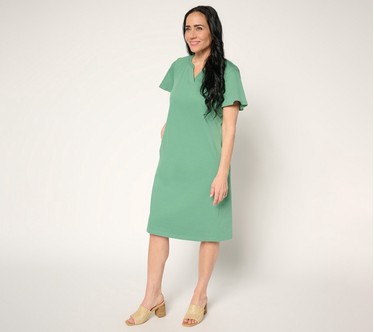 Denim & Co. Petite Comfy Knit Air Flutter Sleeve Dress