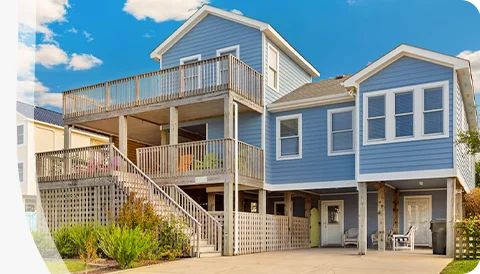 Blue skies await in your private home escape in Outer Banks, North Carolina.