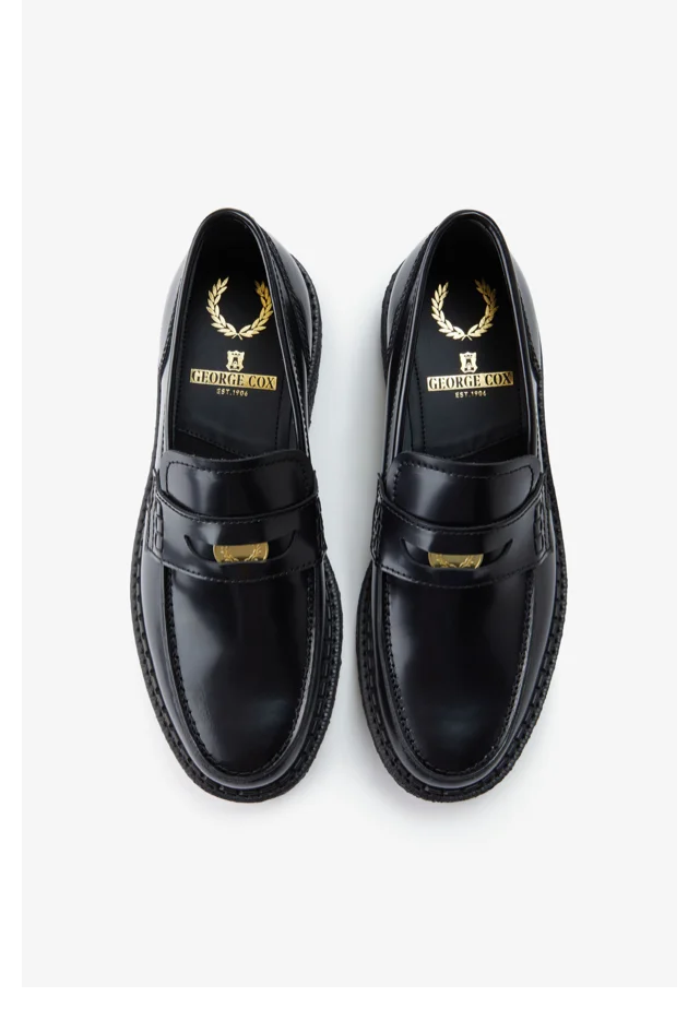 George Cox Leather Penny Loafer in Black
