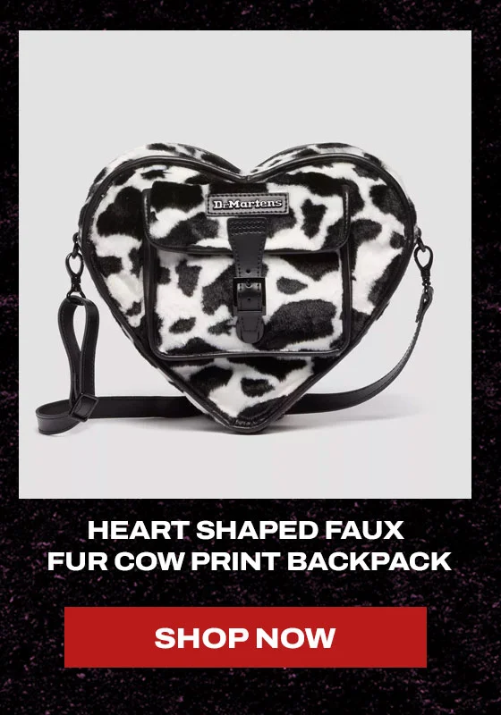 Heart Shaped Faux Fur Cow Print Backpack