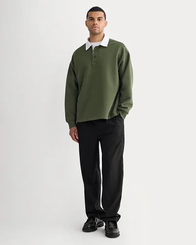 Image | Luxe Fleece Rugby Polo | Dark Forest