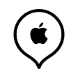 Apple logo inside a location pin icon, indicating easy in-store help