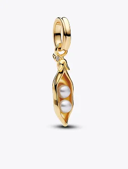 Treated Freshwater Cultured Baroque Pearl Peas in a Pod Dangle Charm