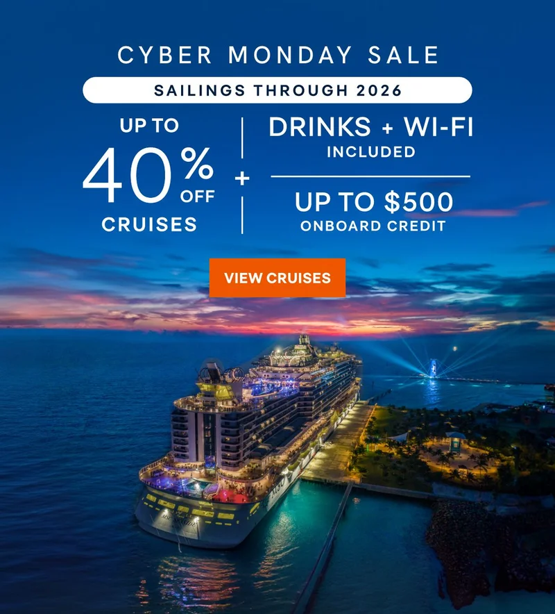 Cyber Monday Sale – Up to 40% Off + Drinks & Wi‑Fi Included + Up to $400 Onboard Credit – Sailings Through 2026 – Click to View Cruises & Book Now Cyber Monday Sale – Up to 40% Off + Drinks & Wi‑Fi Included + Up to $400 Onboard Credit – Sailings Through 2026 – Click to View Cruises & Book Now