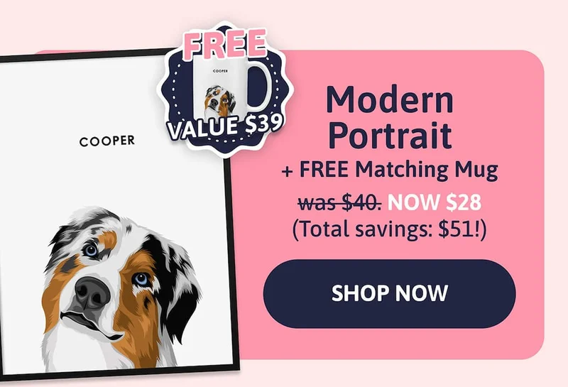 Modern Portrait + FREE Matching Mug. was $40. NOW $28. Total savings: $51!