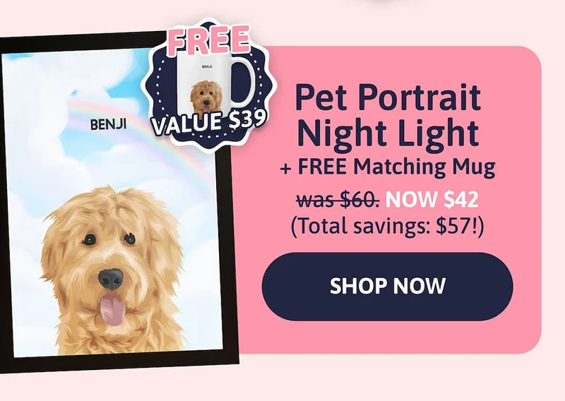 Night Light Portrait + FREE Matching Mug. was $60. NOW $42. Total savings: $57!
