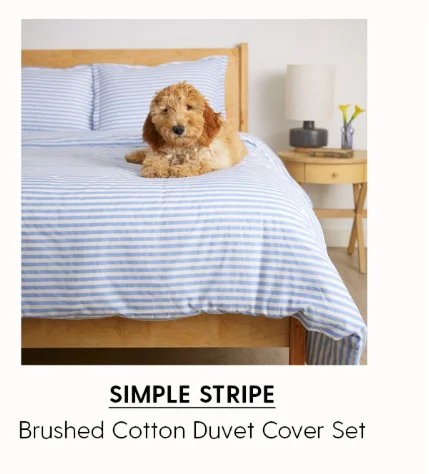 Simple Stripe Brushed Cotton Duvet Cover Set