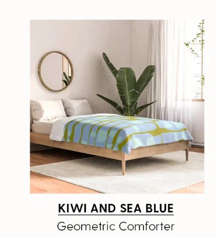 Kiwi and sea blue Geometric Comforter
