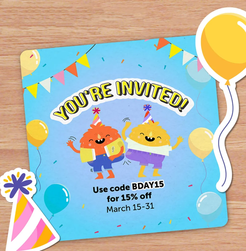 You're invited! use code bday15 for 15% OFF March 15-31