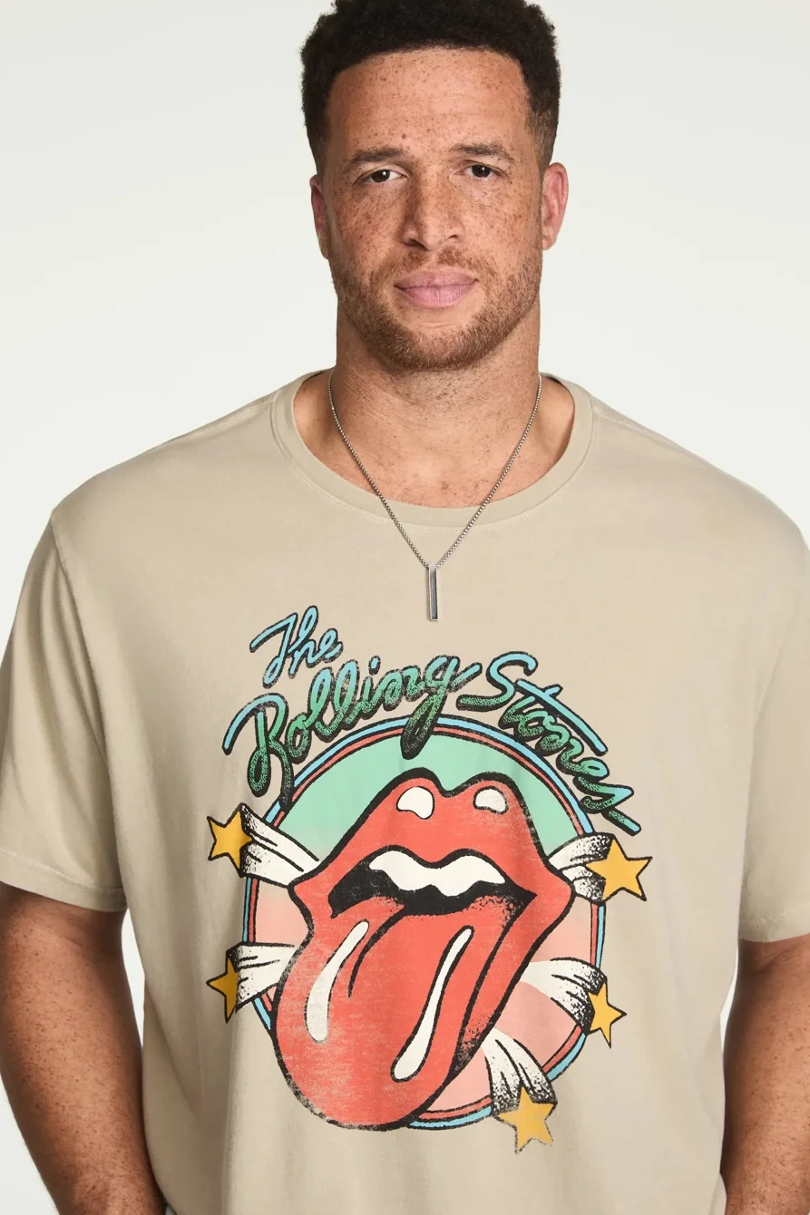 Image of Lucky Brand Rolling Stones Stars Tee - Men's Clothing Tops Shirts Tee Graphic T Shirts in Pussywillow Gray