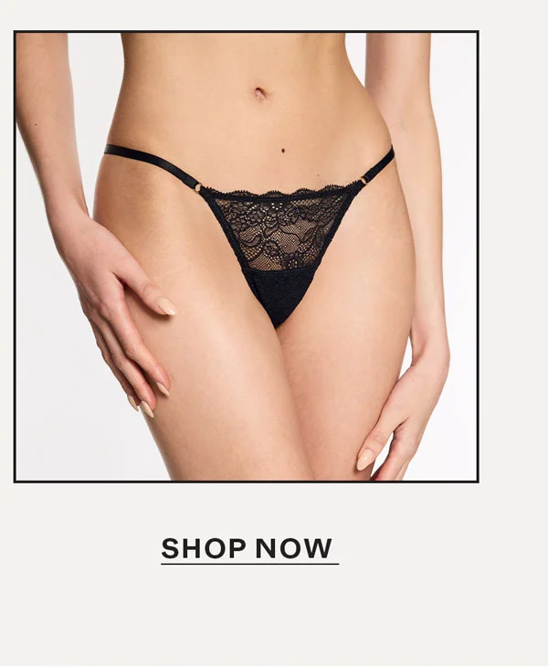 Lace String Thong Black