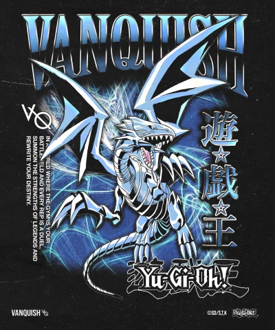 YU-GI-OH BLUE EYES WHITE DRAGON BLACK OVERSIZED T SHIRT