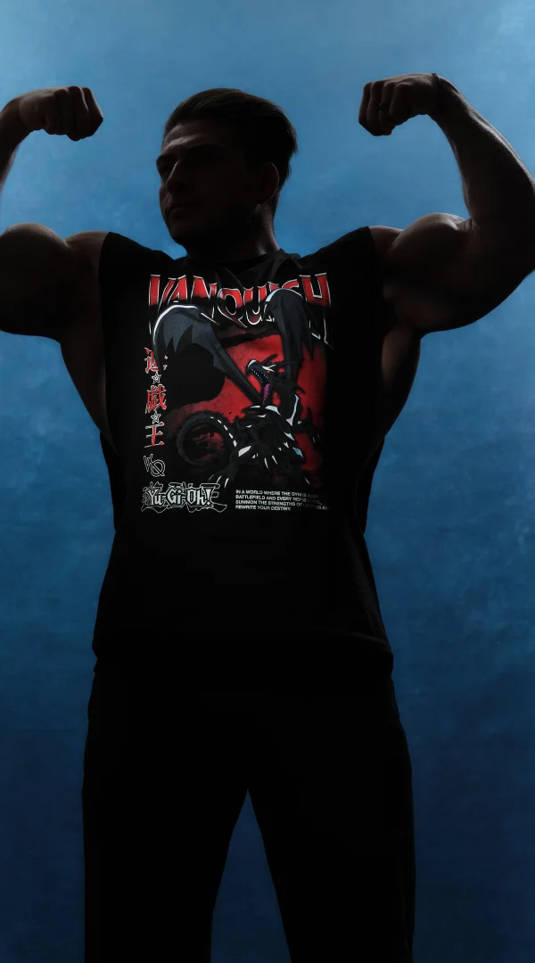 YU-GI-OH RED EYES BLACK DRAGON BLACK BOXY SLEEVELESS T SHIRT