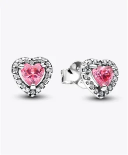 Elevated Pink Heart Stud Earrings
