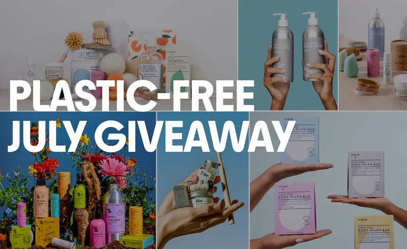 A collection of plastic free or negative products from participating brands