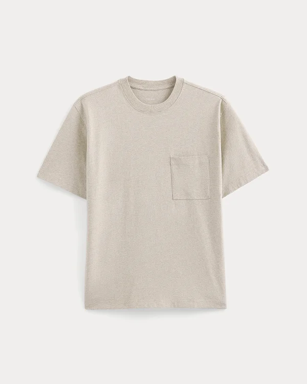 Image | Oversized Midweight Tee | Heathered Oatmeal