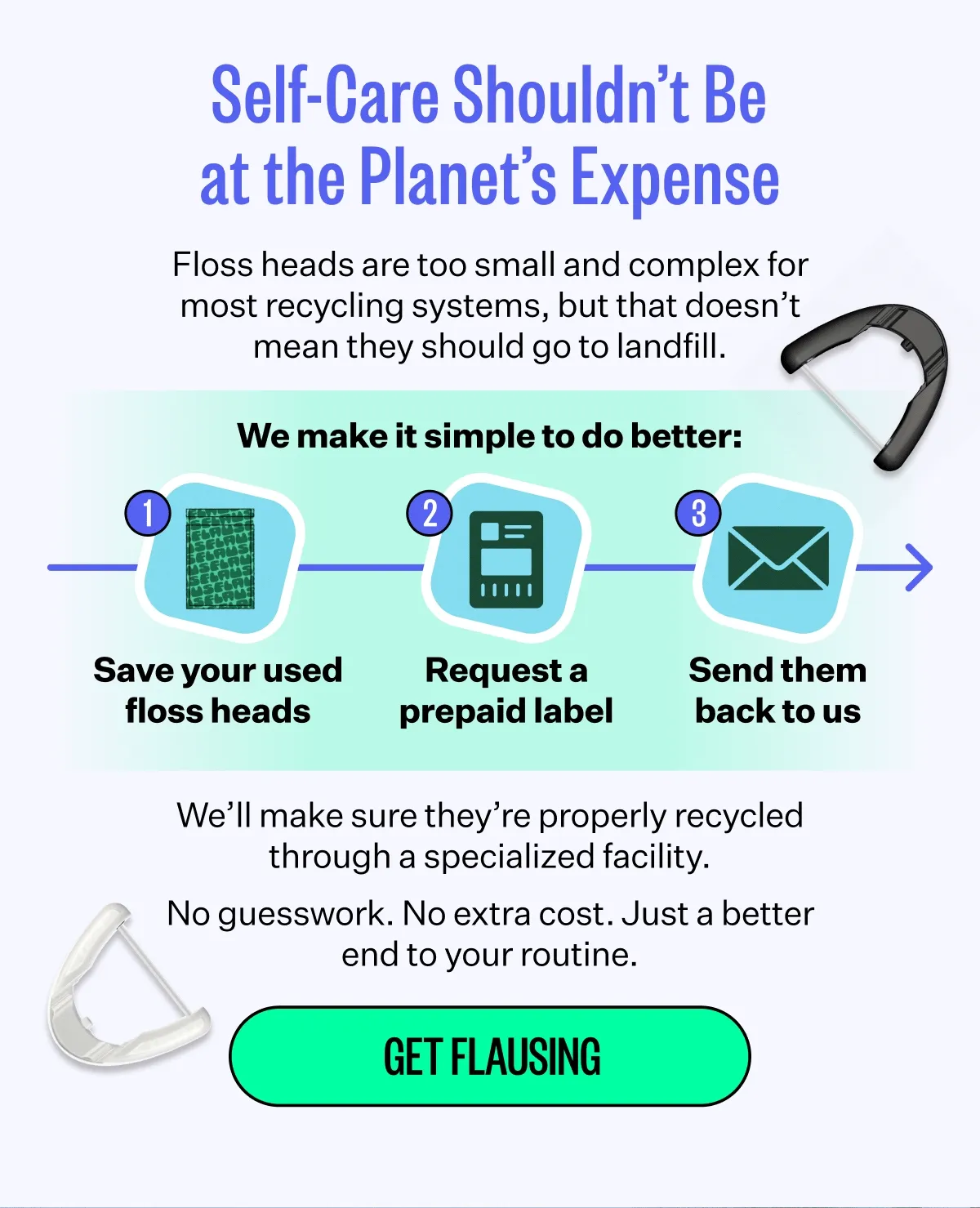 Self-Care Shouldn’t Be At The Planet’s Expense | Floss heads are too small and complex for most recycling systems–but that doesn’t mean they should go to landfill.