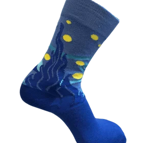 Starry Night Crew Socks Blue / Medium John's Crazy Socks