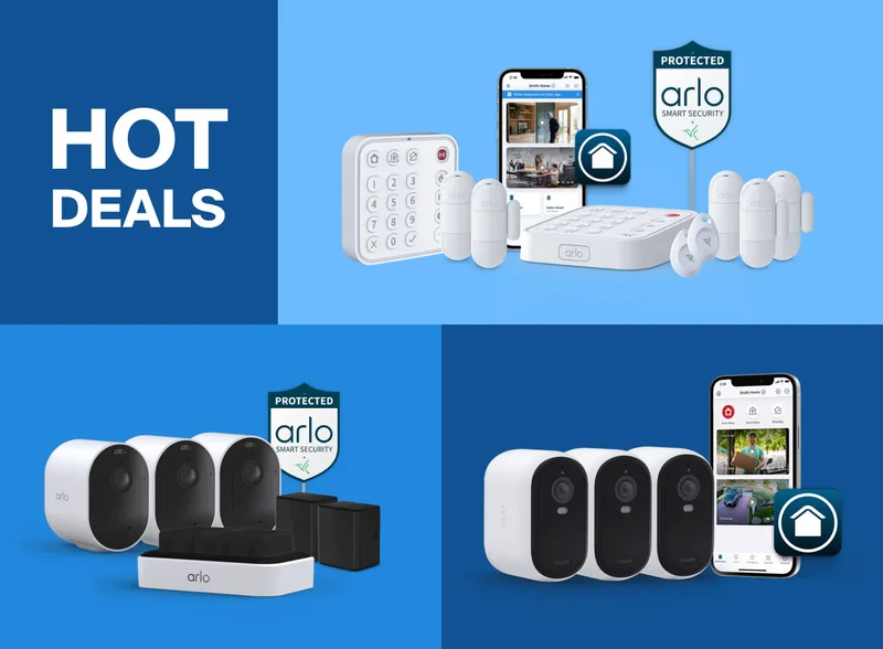 Hot Deals. Various Arlo home security products.